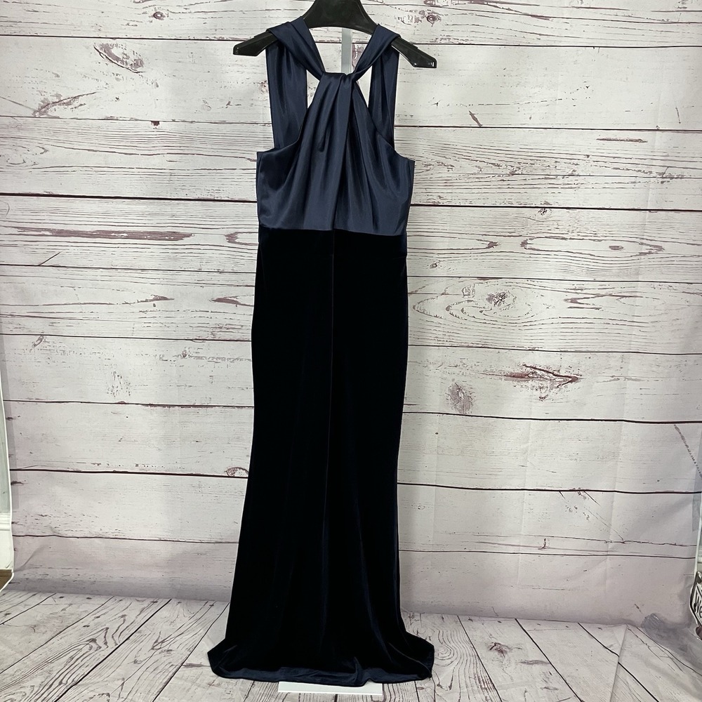 Eliza J Navy Velvet Colorblock Gown Womens Size 12 Sleeveless Formal Dress